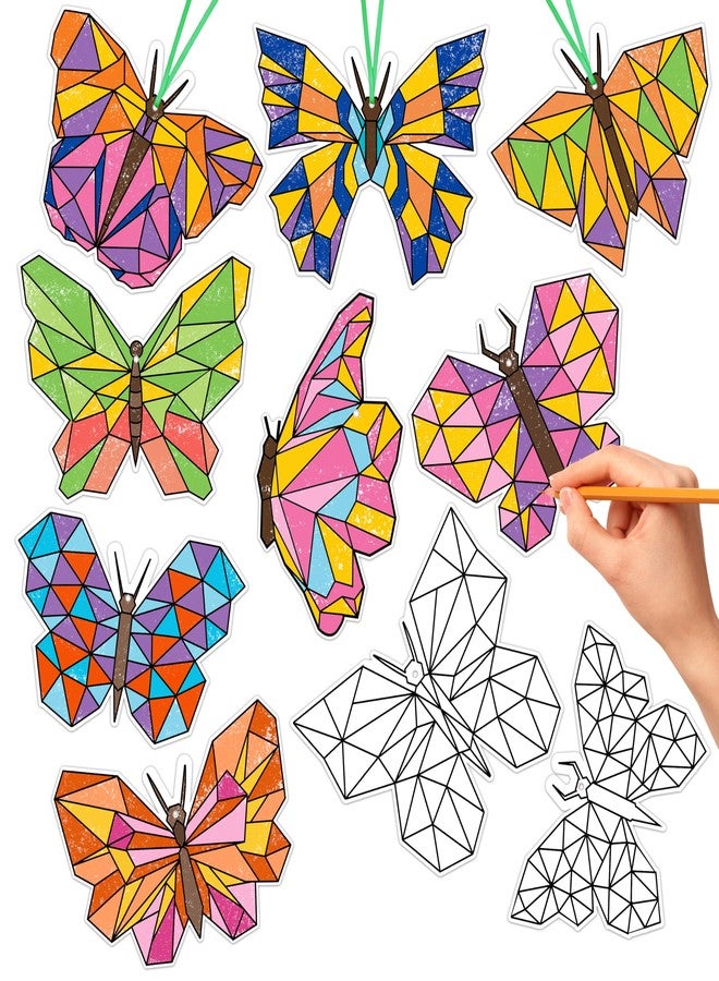 BeYumi 83Pcs Color Your Own Butterfly Kit for Kids DIY Coloring Craft Kit Coloring Spring Butterfly Ornament Geometric Card Decor School Classroom Springtime Party Activity Art Craft Project - Image 1